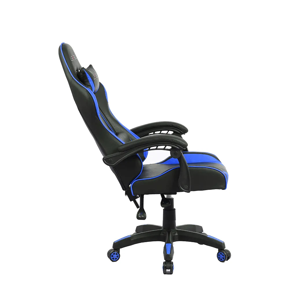 Cadeira Gamer Ursoxprex, Reclinável, Suporta Até 100kg, Ergonômica, Com Ajuste de Altura, Apoios Lombar e Cervical, Preta e Azul =  Ursoxprex