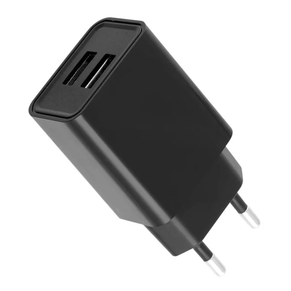 Carregador de Parede com 2 Saídas USB Entrada 100-240V Saída 5V-2,4A Preto - Basic