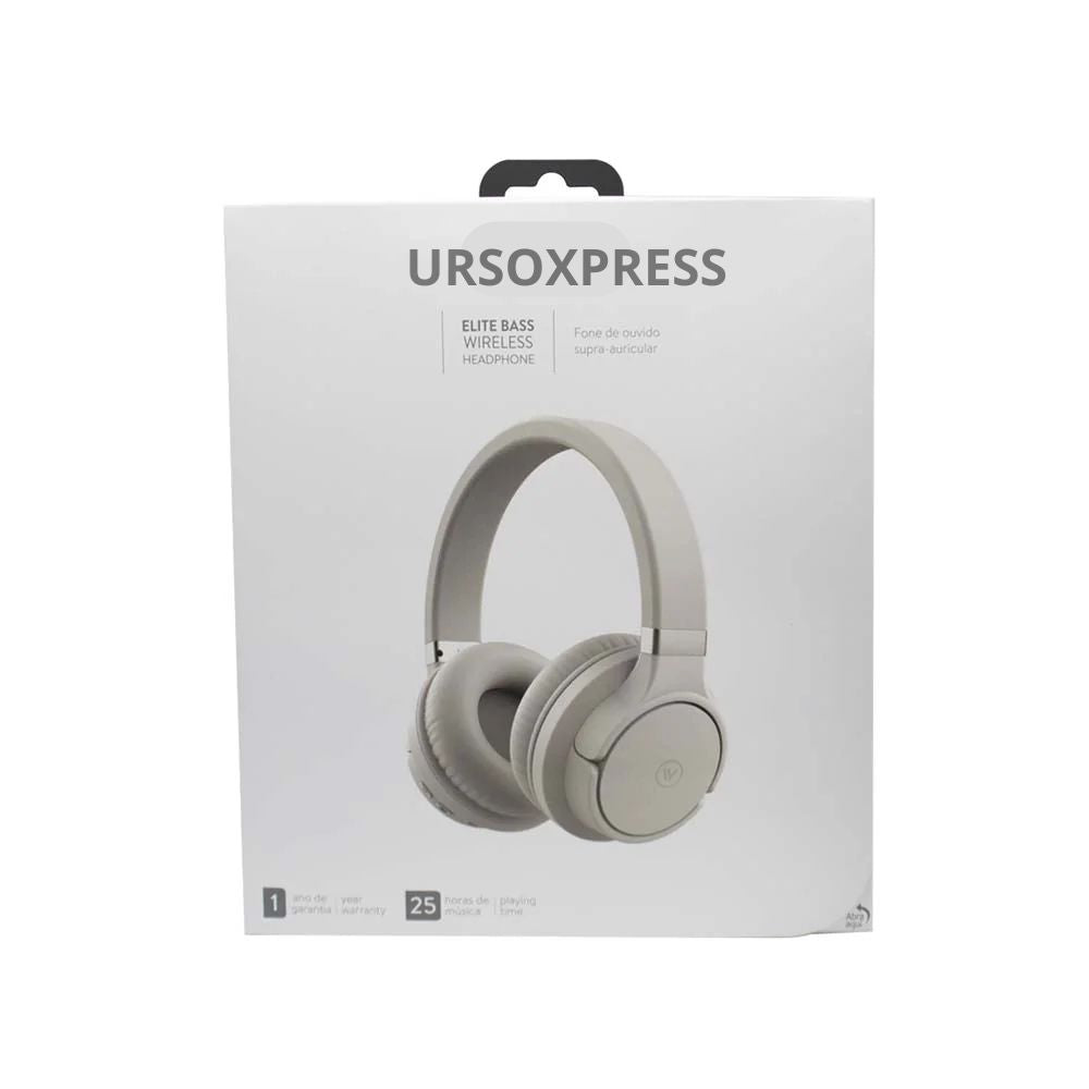 Fone de Ouvido Bluetooth Branco com Prata - Elite Headphone Ursoxprex