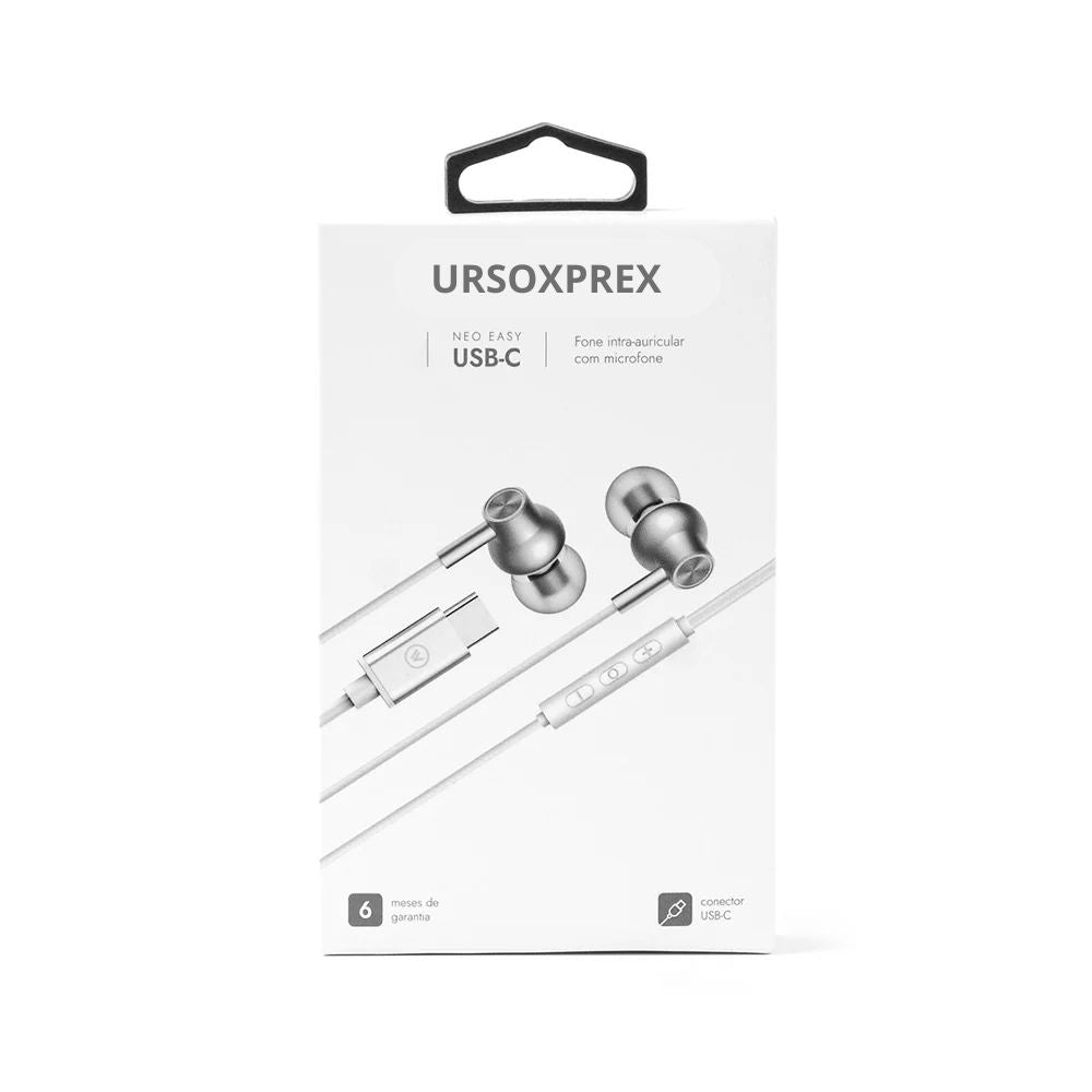 Fone de Ouvido Intra-auricular com Microfone USB-C Branco -  Neo Easy Ursoxprex